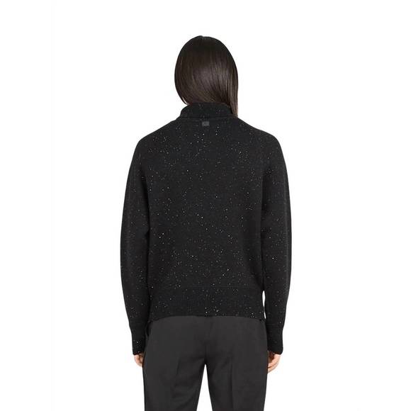 NEW SALVATORE FERRAGAMO tinted sequined turtleneck sweater in black
